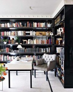 black bookshelves
